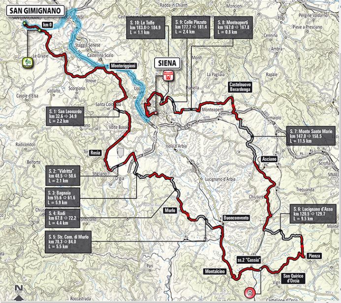 2015 strade bianche map