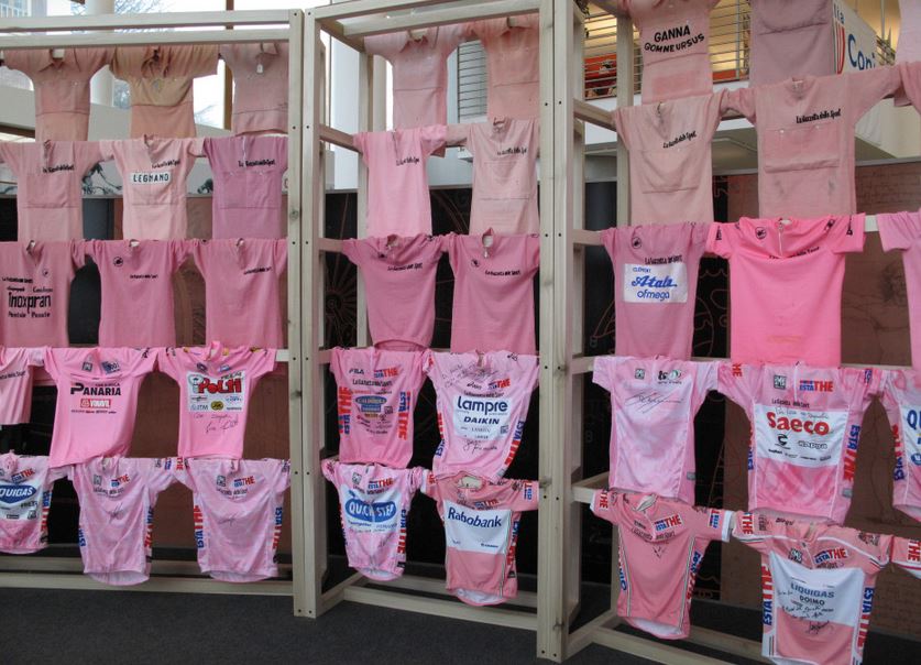 Ghisallo museum pink jerseys