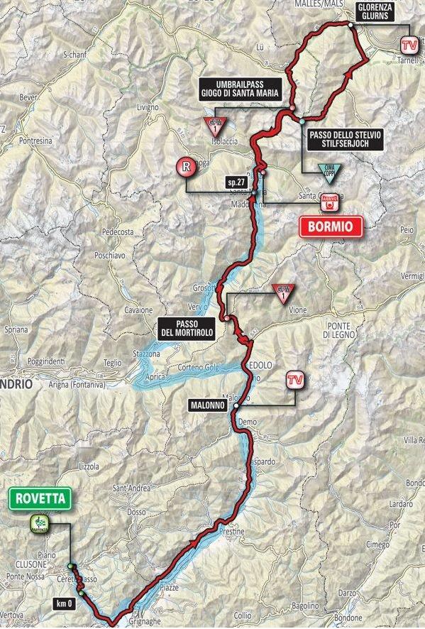 Giro ditalia 2017 stage16 map
