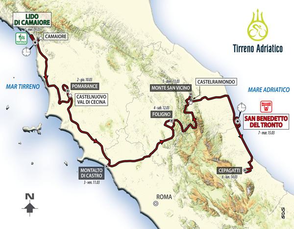 tirreno adriatico 2016 race map